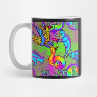 Weird 90's Retro Medieval Art Frank Style Trippy Acid Daydream green Mug